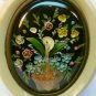 pair small vintage floral shell art wall plaques early plastic bubble top frames
