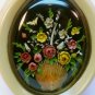 pair small vintage floral shell art wall plaques early plastic bubble top frames