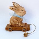 tan sitting bunny pull toy decoration hand carved wood artist signed 2001 tan sitting bunny pull toy decoration hand carved wood artist signed 2001