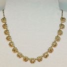 vtg Avon flower necklace rhinestones gold tone