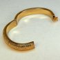 vtg Monet cuff bracelet hinged engraved leaves gold tone