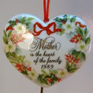 vtg Hallmark Christmas ornament Mother heart porcelain 1989