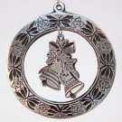 Vintage pewter Christmas Ornament bells wreath flowers