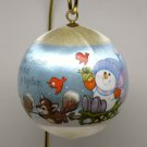 Vtg Hallmark Christmas ornament Grandson 1980 satin ball snowman