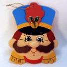 Vtg Christmas Ornament soldier wooden flat Holly Jolly Friends Giftco