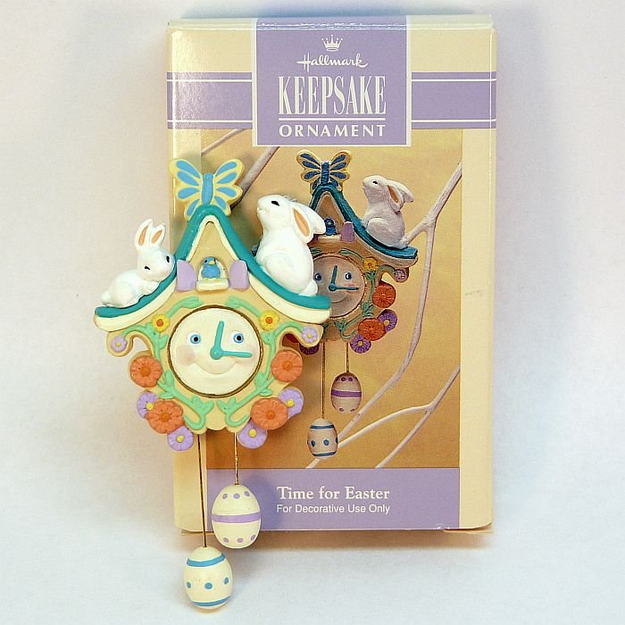 Hallmark Time for Easter ornament 1993 cuckoo clock with bunnies