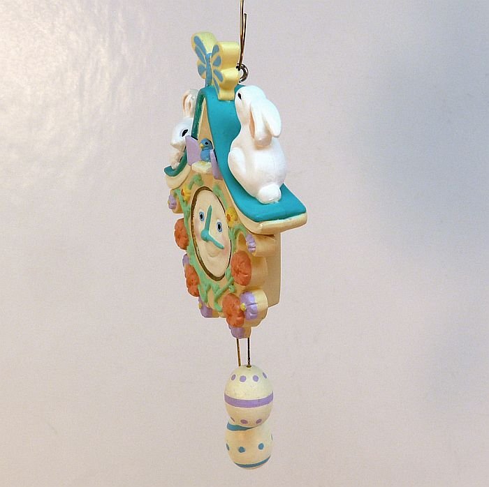 Hallmark Time for Easter ornament 1993 cuckoo clock with bunnies