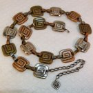 retro vintage metal link belt 31 inches tri color signed V