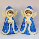 2 Vtg Christmas Novelty figurines girl angel Victorian style Japan ceramic