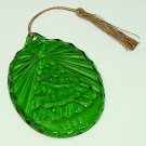 vintage Avon Fostoria green tree Christmas ornament glass 1985