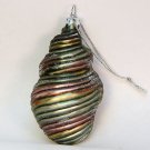 Christmas ornament shell blown glass green metallic