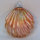 Christmas ornament scallop shell blown glass pink and coral metallic Christmas ornament scallop shell blown glass pink and coral metallic