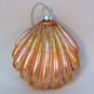Christmas ornament scallop shell blown glass pink and coral metallic