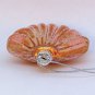 Christmas ornament scallop shell blown glass pink and coral metallic