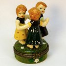 Hinged trinket box Ring Around the Rosie 3 little girls children Hinged trinket box Ring Around the Rosie 3 little girls children