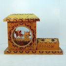 Vintage Sicilian donkey cart scene souvenir decoration wood handmade candle holder Sicily Vintage Sicilian donkey cart scene souvenir decoration wood handmade candle holder Sicily