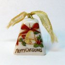 Vtg miniature Merry Christmas bell ornament porcelain Japan