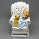 Vintage The Night Before Christmas figurine boy sleeping in chair with teddy bear bisque porcelain