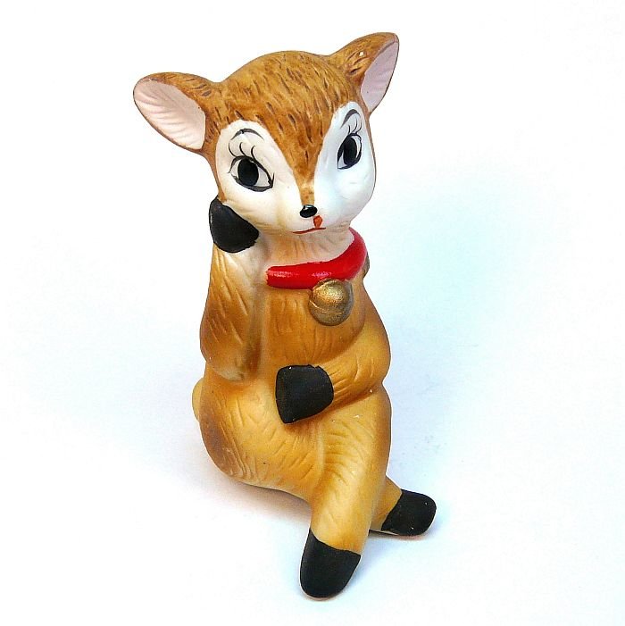 3 vintage Homco Reindeer figurines Christmas bisque porcelain 5606