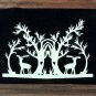 Folk Art Scherenschnitte paper cutting silhouette forest scene framed signed DC 1983 hand cut