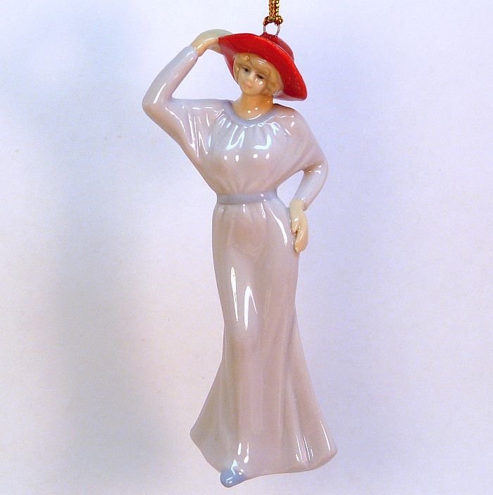Red Hat Lady Christmas ornament Cobble Creek porcelain
