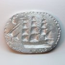 vintage reproduction metal cookie mold tall sailing ship aluminum