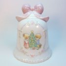 Avon Precious Moments 1997 Christmas bell Songs of Joy decorating the tree boy and girl