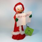 vintage 1971 Annalee 8-1/2 inch Caroler woman Mobilitee doll figurine cardboard cone base