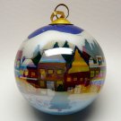 Li Bien reverse painted scenic Houses Christmas ornament 1999