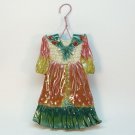 Rose and Green Girl's Victorian style Dress Christmas ornament wire hanger