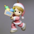 Precious Moments Christmas Ornament 266094 1996 Joy child w box of ornaments Home for the Holidays