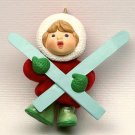 vtg Hallmark ornament Ski Tripper 1986 QX4206 Christmas girl with skis no box
