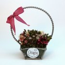 vtg miniature flower basket glass and metal straw flowers from Octagon Charles Town West Virginia