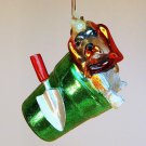 Dept 56  ornament basset hound puppy in a flower pot Tiny Trimmings mini glass dog