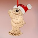 vintage pottery Christmas bear on skates ornament hand crafted signed Saisman vintage pottery Christmas bear on skates ornament hand crafted signed Saisman