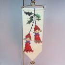 vintage small elf bead work wall hanging bell pull Christmas vintage small elf bead work wall hanging bell pull Christmas