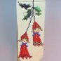 vintage small elf bead work wall hanging bell pull Christmas