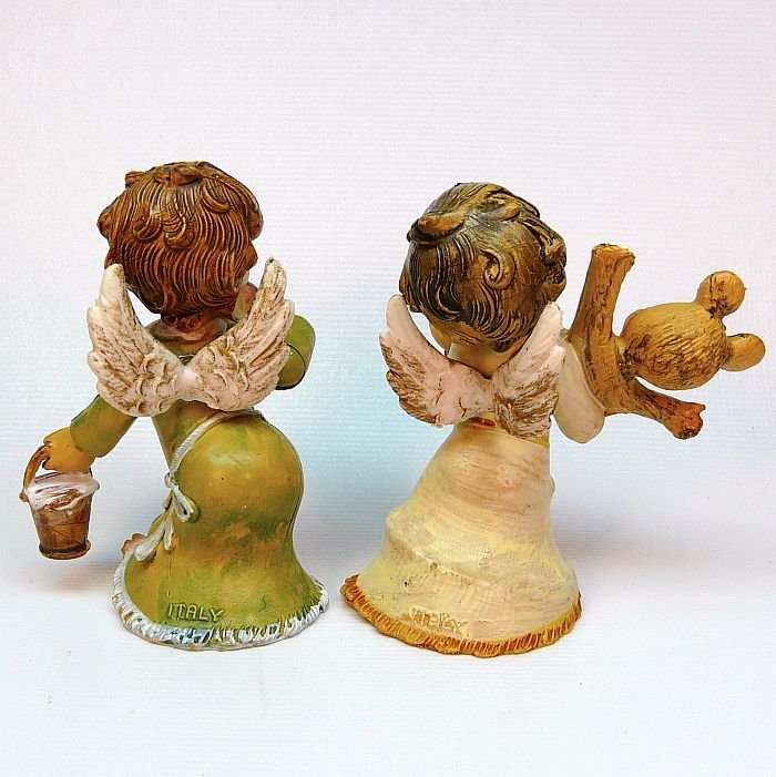 PETITE STATUE DE Ange en Porcelaine Italienne Capodimonte Avec Or 15x27