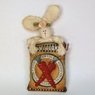 primitive country rabbit w carrot seeds Christmas ornament fabric