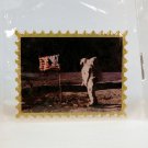 vtg miniature Apollo 11 Moon Walk Neil Armstrong souvenir collectible small photo brass backing vtg miniature Apollo 11 Moon Walk Neil Armstrong souvenir collectible small photo brass backing