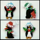 4 penguin Christmas felt ornaments handmade bead accents 4 penguin Christmas felt ornaments handmade bead accents