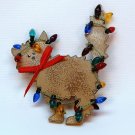 Christmas pin handmade cat kitten tan tree lights