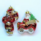 2 Christmas ornaments Santa Candy Cane Trim A tree blown glass