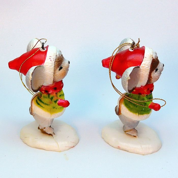 2 Vintage Ice Skating Mouse Christmas ornaments figurines Bradford