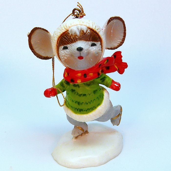 2 Vintage Ice Skating Mouse Christmas ornaments figurines Bradford ...