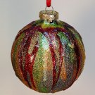 artisan made glitter Christmas ornament olive green gold red blue purple