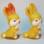 2 vintage Gurley Easter bunny rabbit candles yellow