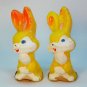 2 vintage Gurley Easter bunny rabbit candles yellow