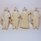 4 Santa Christmas ornaments white suit glittery sparkly glitter 4 Santa Christmas ornaments white suit glittery sparkly glitter