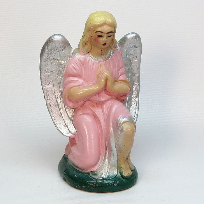 Vintage Angel kneeling Nativity figure figurine chalkware